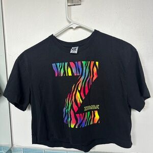 Zumba Funscape Crew Neck Crop Black Top - XS